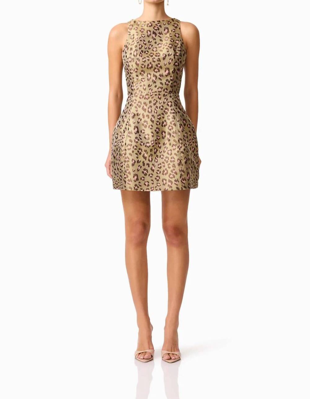 NEW ELLIATT elara tulip mini dress in leopard print